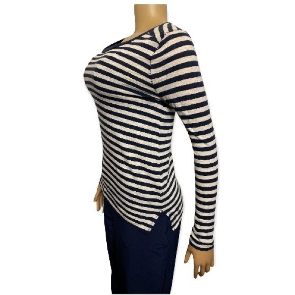 Madewell T Shirt Striped Lynda Long-Sleeve Whisper Cotton blue white Size XS - Picture 4 of 13